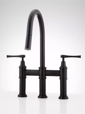 Signature Hardware Hurston Pull-Down Bridge Kitchen Faucet - Matte Black